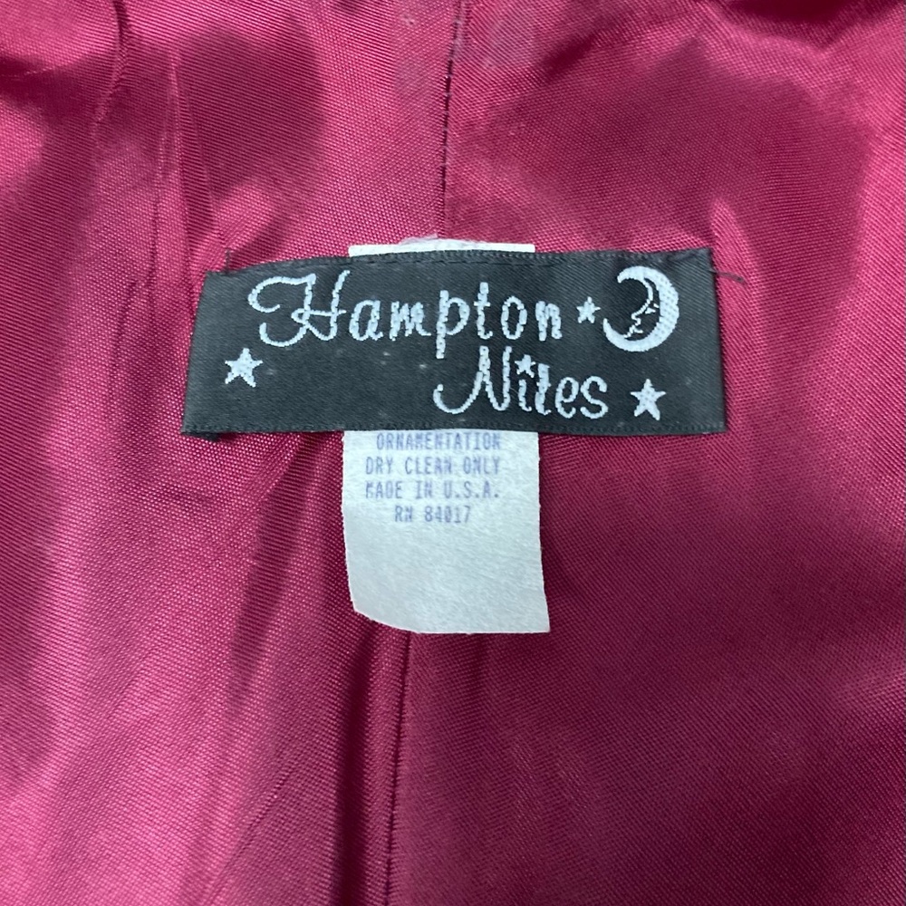 Vintage Hampton Nites Magenta Iridescent Metallic Maxi Dress Halter Neck 14 - Picture 3 of 5